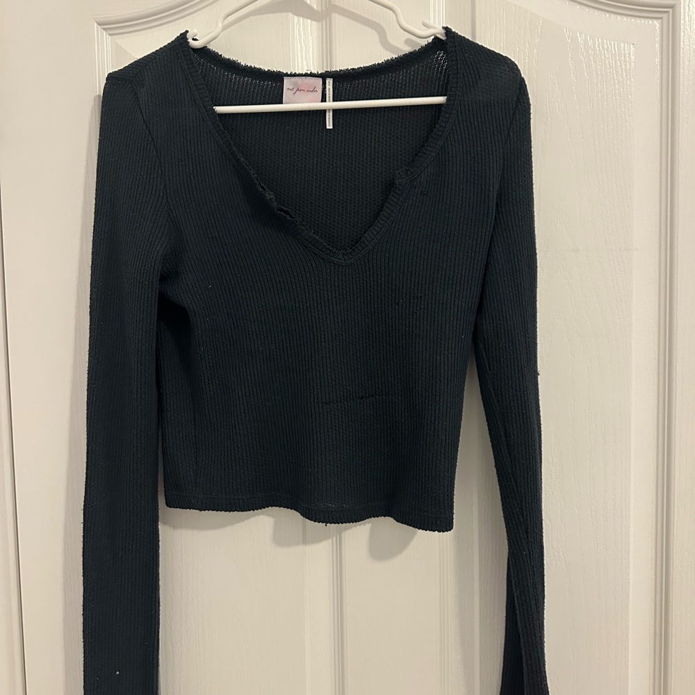 Urban Outfitters Black Long Sleeve V-Neck Top